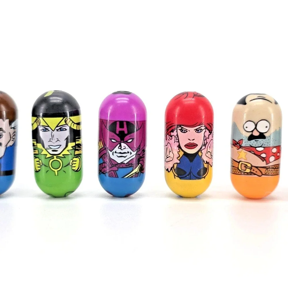 Lot of 10 Mighty Beanz Rare Marvel Heroes Loki Hawkeye Iceman X-Men Wizard Stunt